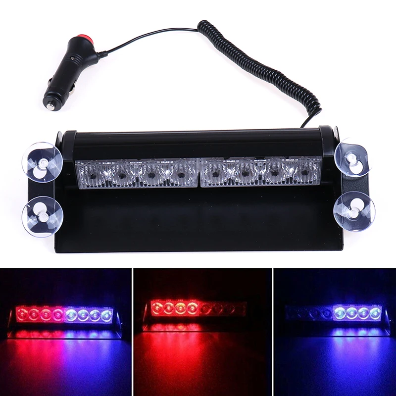 

8 LED Car Truck Emergency Flasher Dash Strobe Warning Light 12V Day Running Flash Led Police Lights Red Blue 1PC
