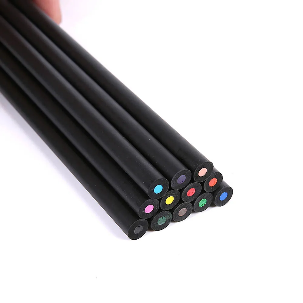 12 шт./компл. цветная униформа черная древесина цветной карандаш рисунок для детей