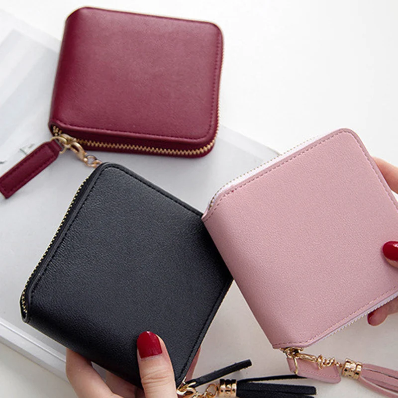 

1pc Women Short Hasp Coin Purses Women Leather Wallets Tassel Design Clutch Tassel Wallets Female Money Credit Card Holder