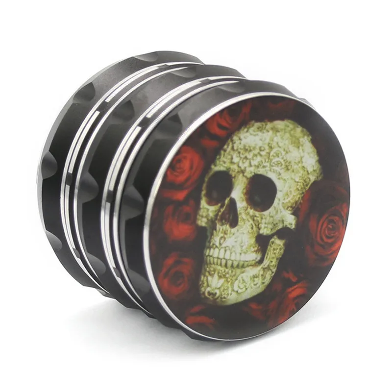 Большая измельчитель для трав с черепом 63 мм 4-слойная металлическая табака дыма