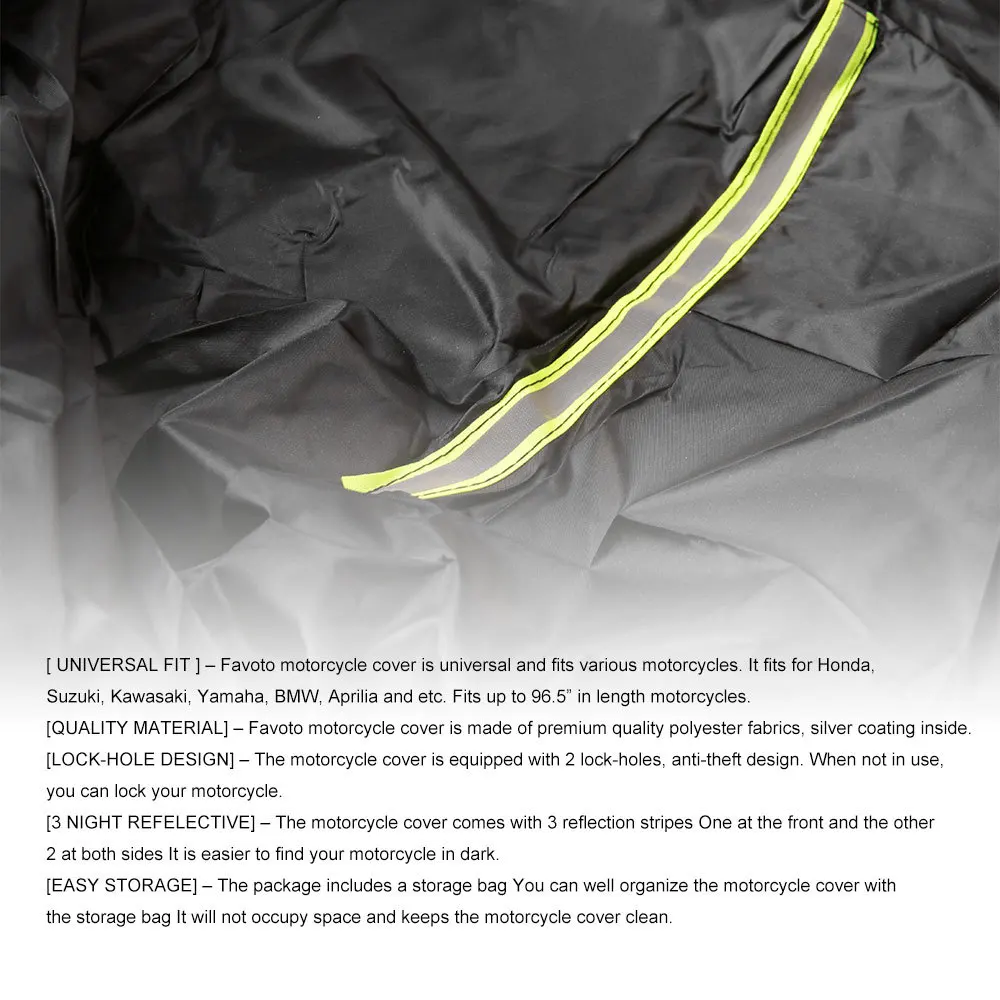 

Black Motorcycle Cover Waterproof For Outdoor Indoor 27.00*23.00*7.00cm