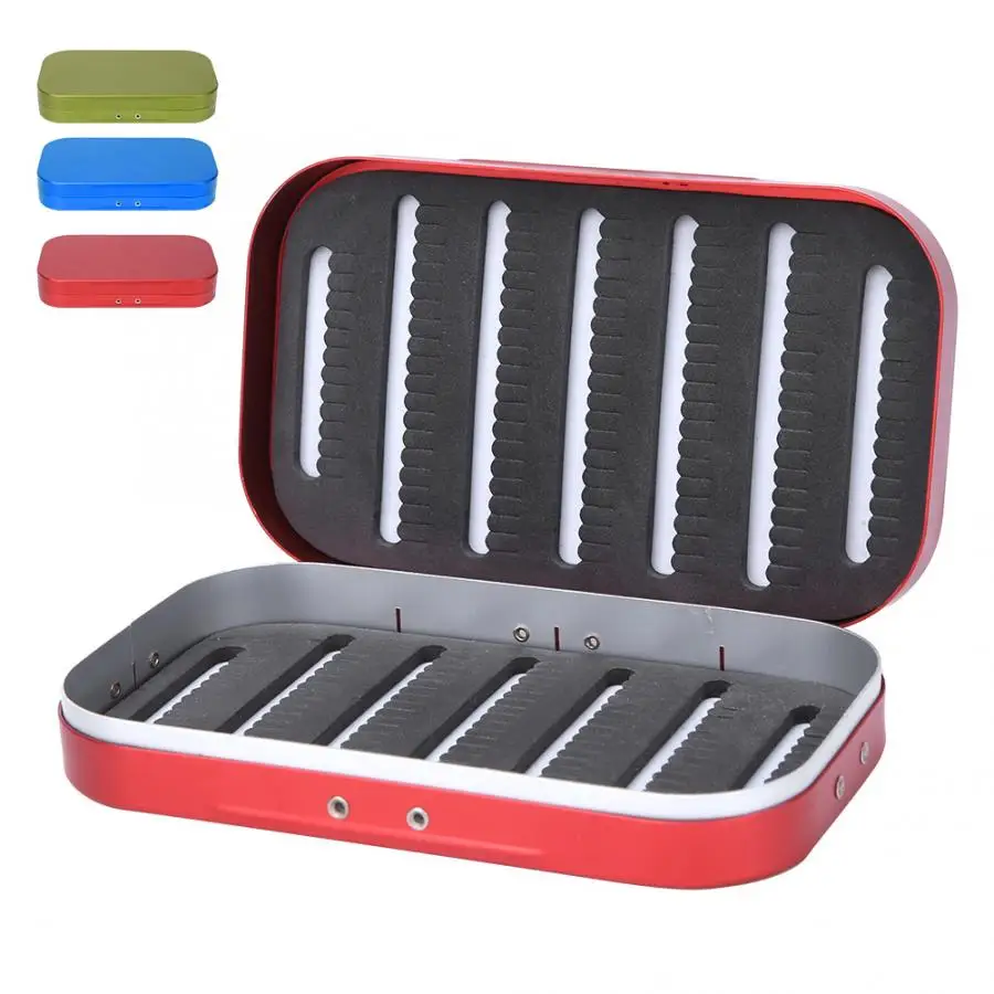Portable 10 Grid Fly Fishing Box Aluminium Alloy Simulation Lure Hook Case Fish Bait Storage Container Tackle | Спорт и развлечения