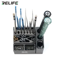 relife rl 001f storage box mobile phone repair tool parts tweezers screwdriver screw parts organizer aluminum alloy storage rack