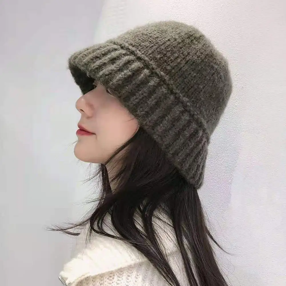 

Hats For Women's Winter Autumn Beanie Bonnet Korean Fashion Bucket Hat Female Soft Outdoor Warm Ear Protection Solid Knitted
