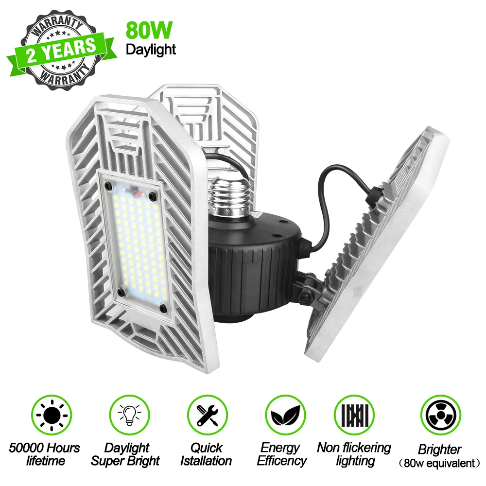 80W warm white E27 светодиодный потолочный светильник, лампа для гаража, высокий люмен, SMD2836, лампа с радиолокационным датчиком, Точечный светильник для домашней парковки, промышленный светильник ing - Испускаемый цвет: 80W warm white