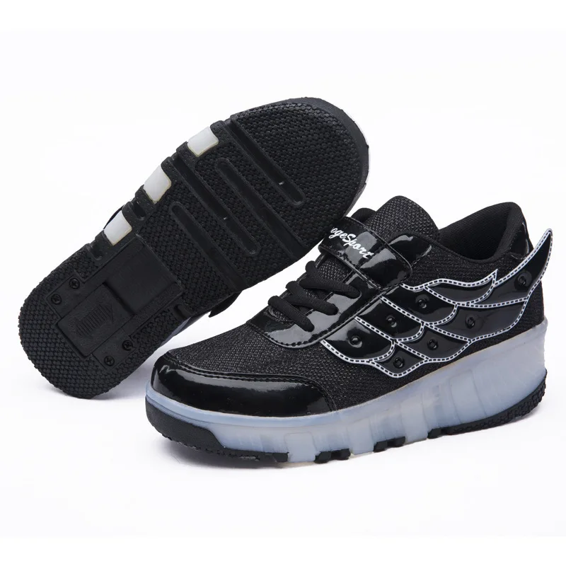 

Ice Skating Skates Retro Sports Running Shoes Single Double Wheel Automatic Roller Skates Student Outdoor Sports LED Light Shoes