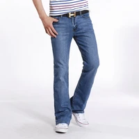 men spring autumn slim fit flared jeans pants homme business casual boot cut denim trousers mens stretch long flare jeans blue