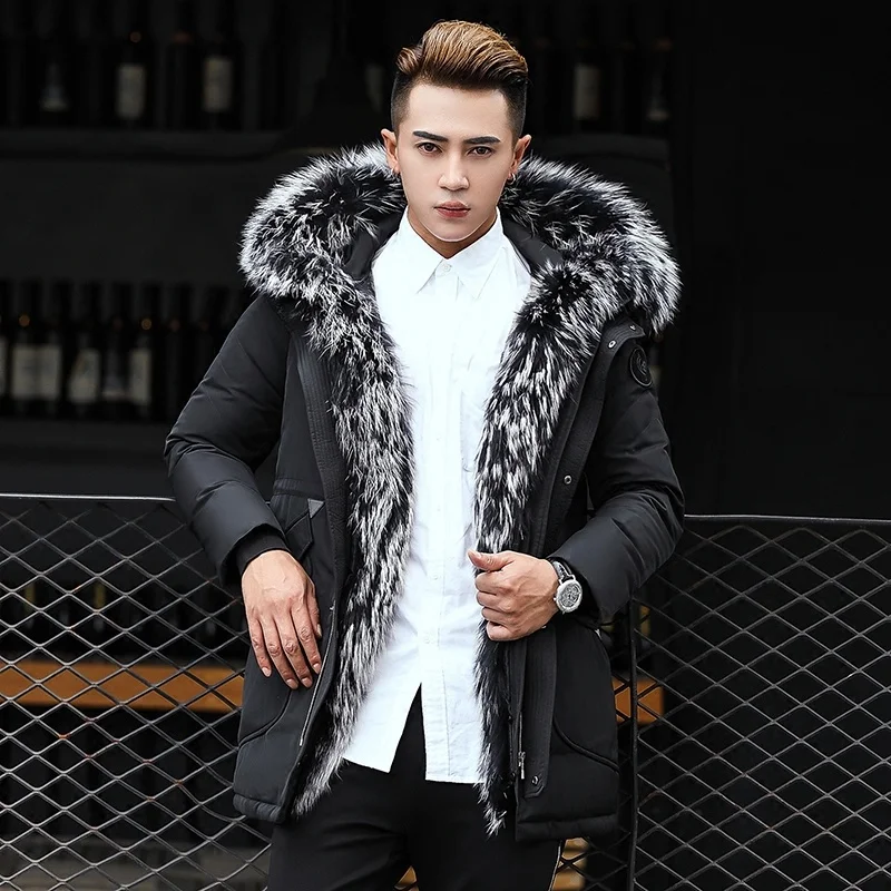 

with new winter fur hood Removable parka men coat masculine down jacket Plus Size 4XL 5XL