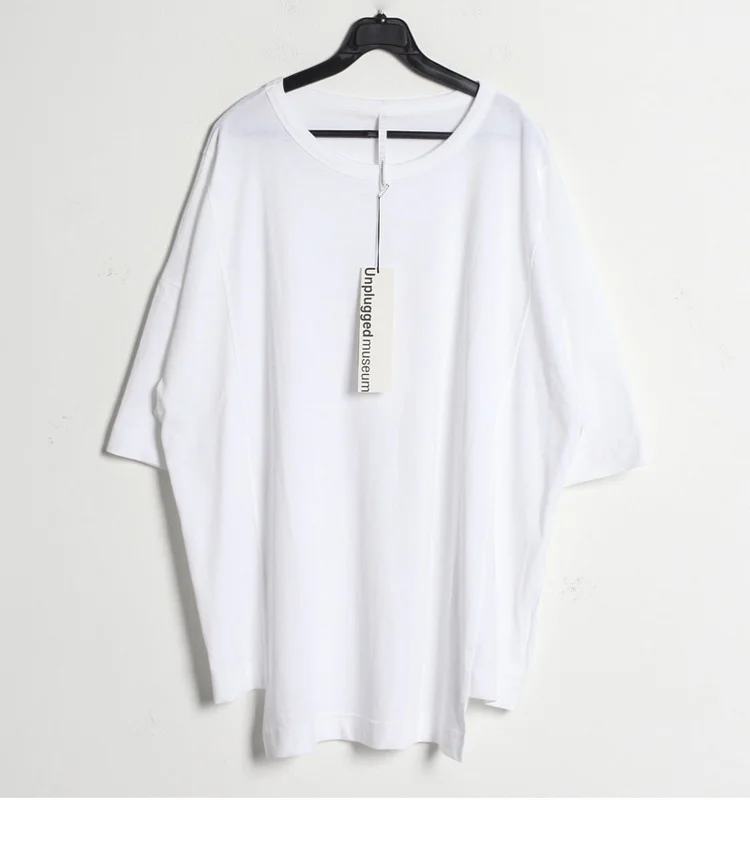 

Summer size irregular solid color loose style loose half sleeve round neck T-shirt trendy men