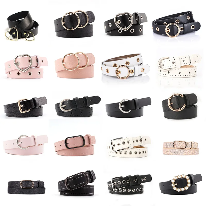 

Hot Fashion Women PU Belt 66 Styles Metal Buckle Waistband Designer Student Wild Jeans Dress Long Waist Strap cinturon mujer