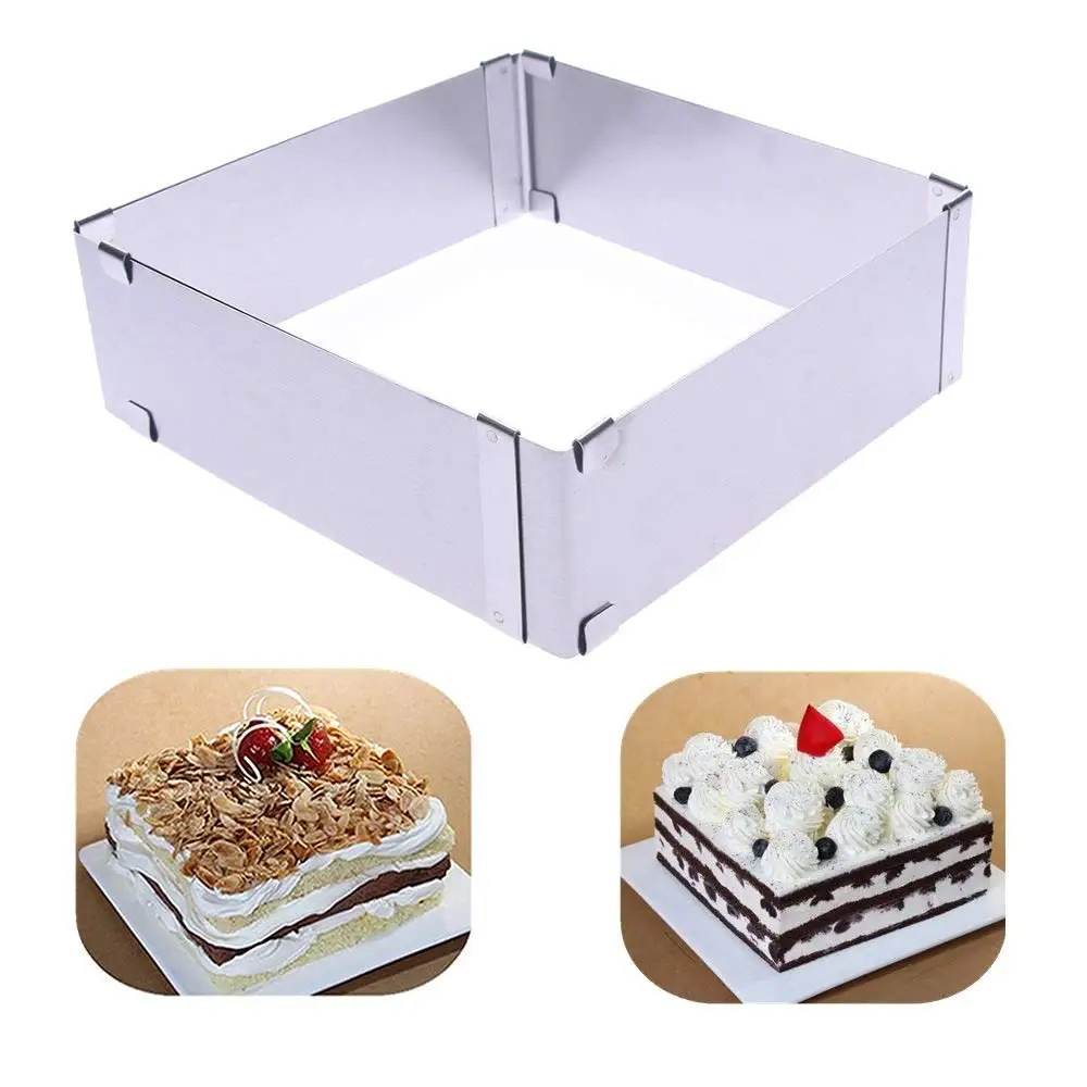 

18/28CM Adjustable Cake Molds Stainless Steel Baking Moulds Square Form Ring Mousse Mold Fondant Cutter Cake Decorating Tool