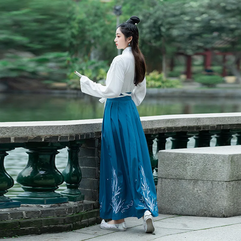 Белый династий Тан китайский костюм одежда традиционный винтажный Hanfu хлопок Han