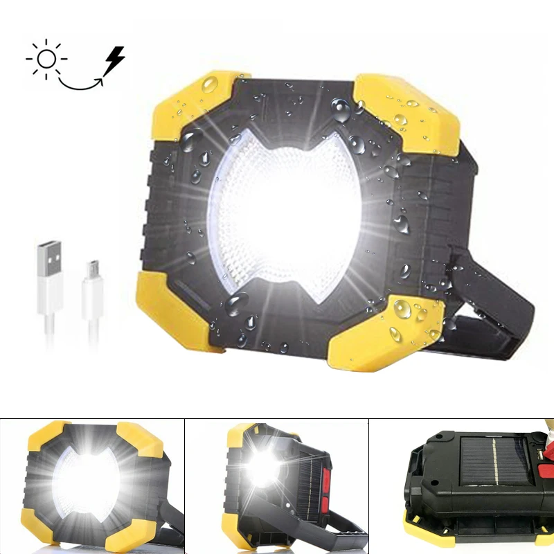 

Portable Solar Spotlight Powerful 60000LM 30W 180'Adjustable Lanterns Camping Light USB Rechargeable COB Flashlight Outdoor Lamp