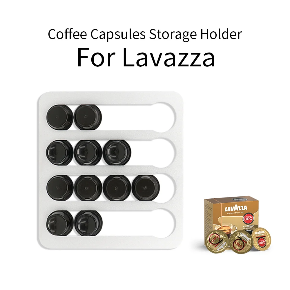 Soporte para cápsulas de café Lavazza, cajón de almacenamiento para almacenamiento de café, Podcast, estante organizador, juego de estantes, 16 piezas