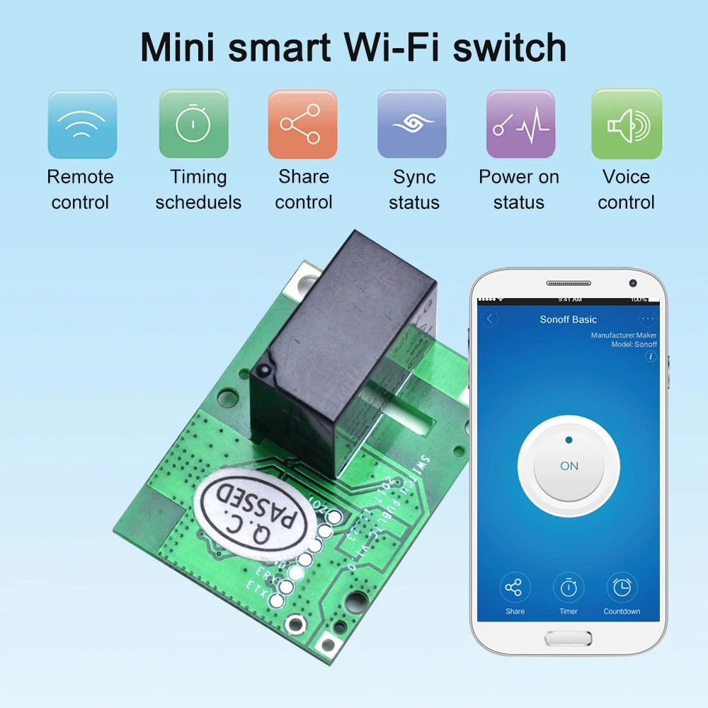 2 шт. SONOFF RE5V1C релейный модуль сухой контакт выход 5 в WiFi DIY Переключатель Inching/Selflock
