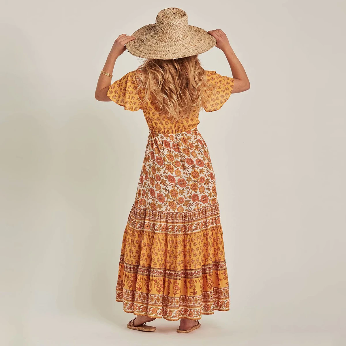 

Summer Dress Long Beach Dresses Vestidos Boho Maxi Dress Button Down V-Neck Women Dresses Adjust Waist Short Sleeve