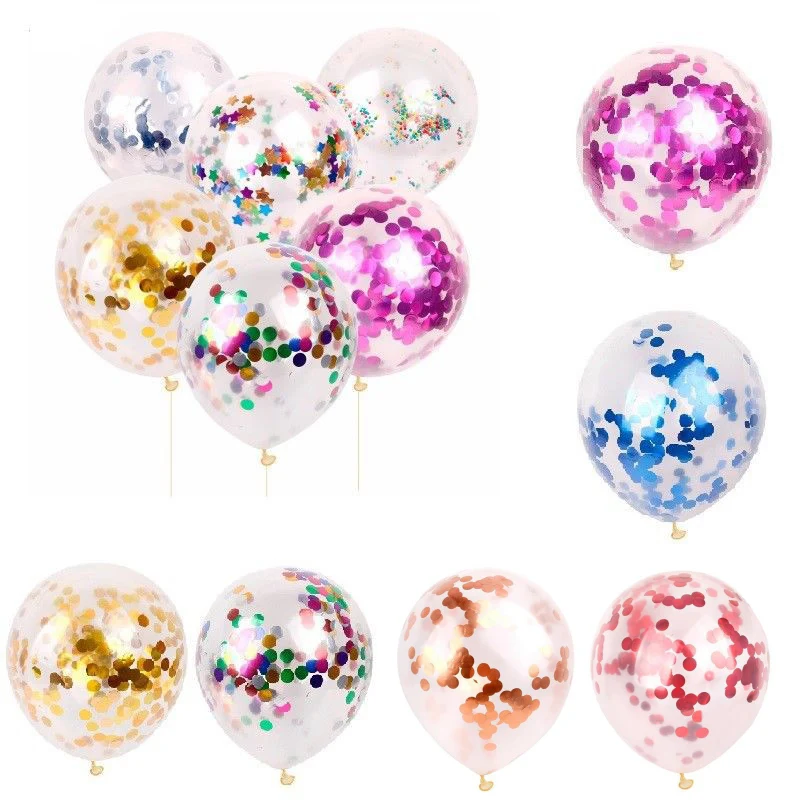 5 шт 12 дюймов латексные воздушные шары с блестками цветные конфетти на День