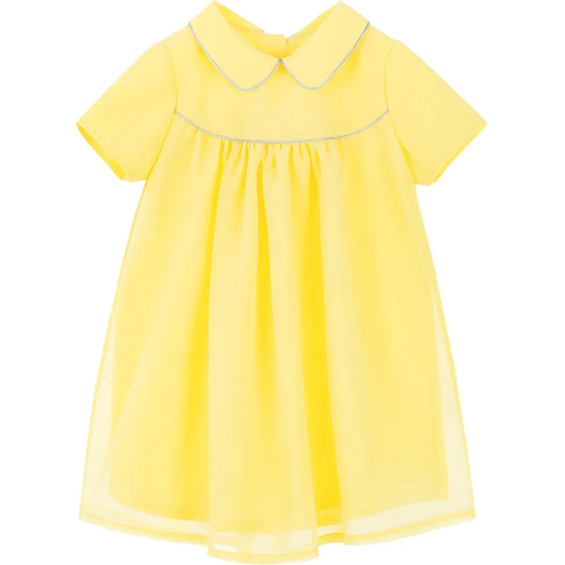 

Baby Girl One Piece Korean Style Dress Spring Toddler Girls Sweet Cotton Yellow Dresses Korea Infant Peter Pan Collar Frocks
