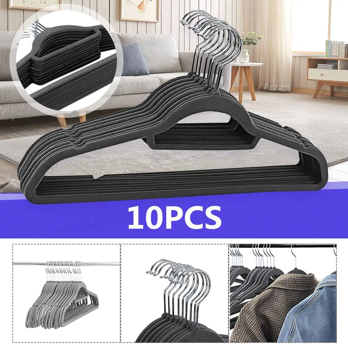 

10Pcs Clothes Hanger Closet Organizer Space Saving Hanger Multifunctional Clothing Rack Plastic Scarf Cabide Storage Hanger