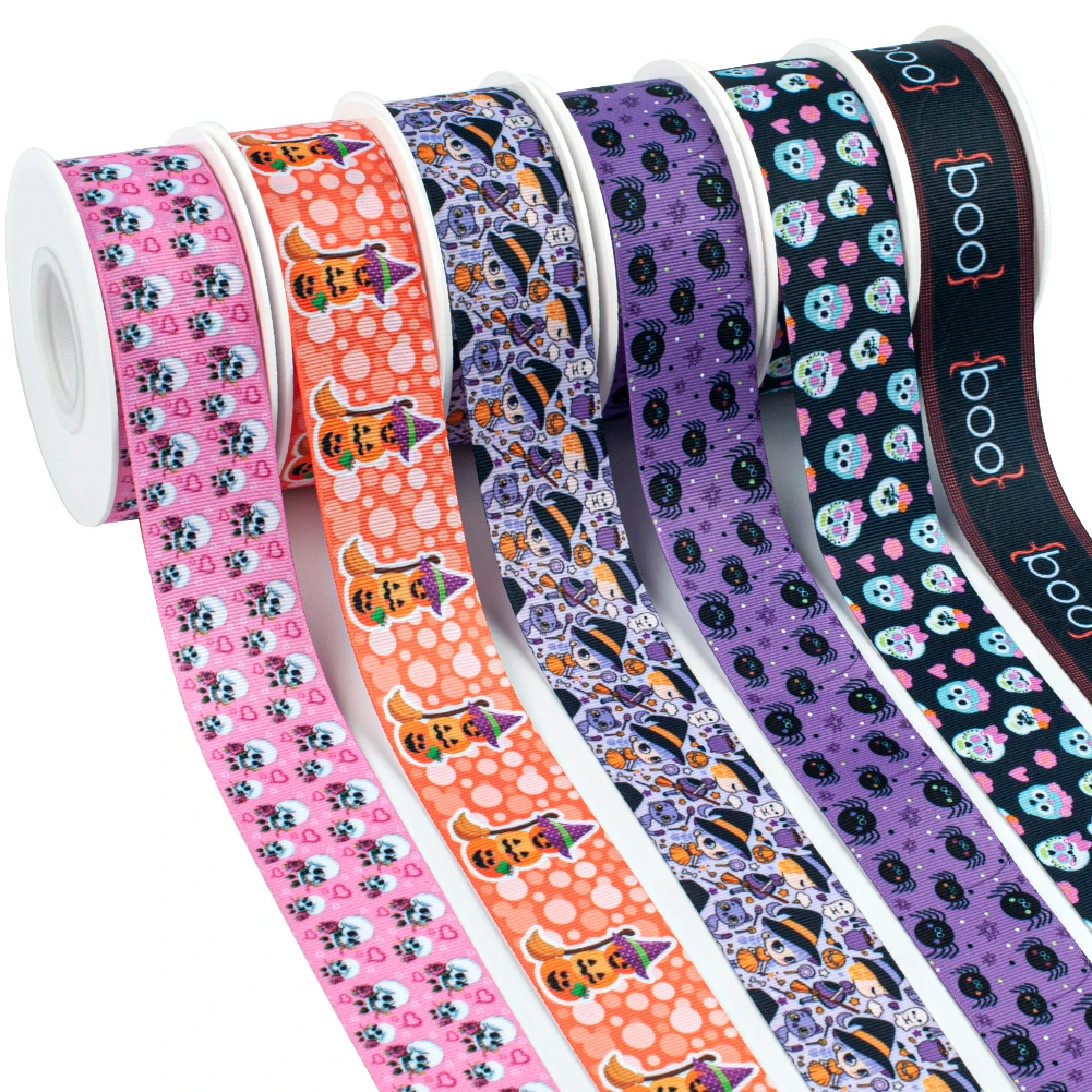 

5 ярдов, корсажная лента для Хэллоуина, тыква, наклейка для подарков, лента «сделай сам», бант для волос, украшение для вечевечерние