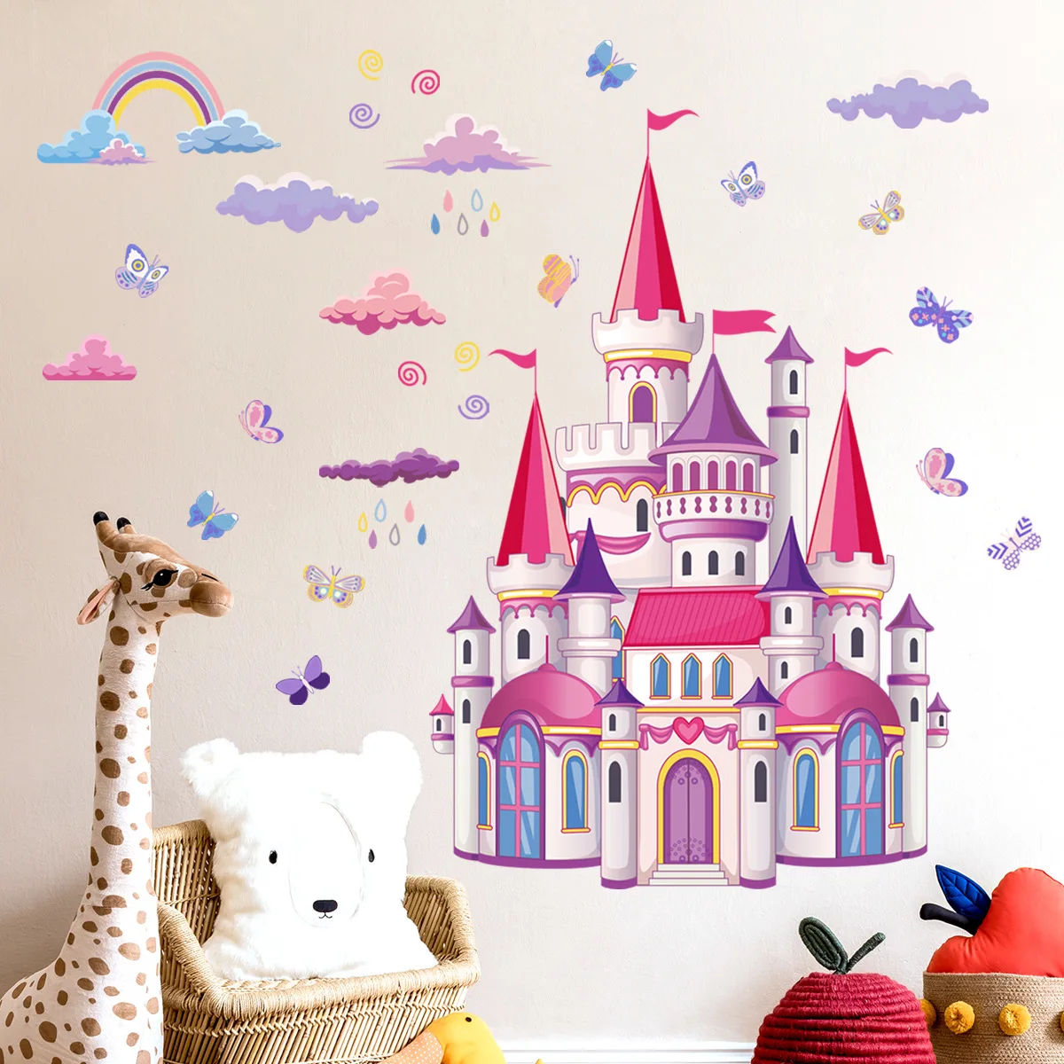 

Cartoon Castle Creative Fantasy Fairy Tale Children's Room Wall Stickers Nursery Background Decoration Wallpaper Home Art Decals