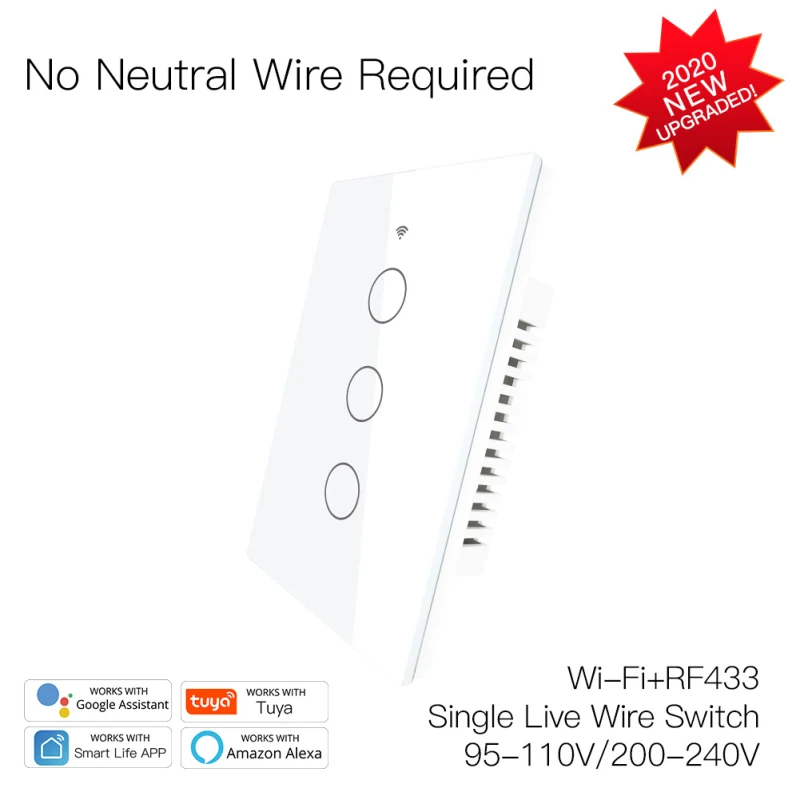 1 шт. новые 120 версия WI-FI + RF433 без нейтральный умный переключатель один приложение
