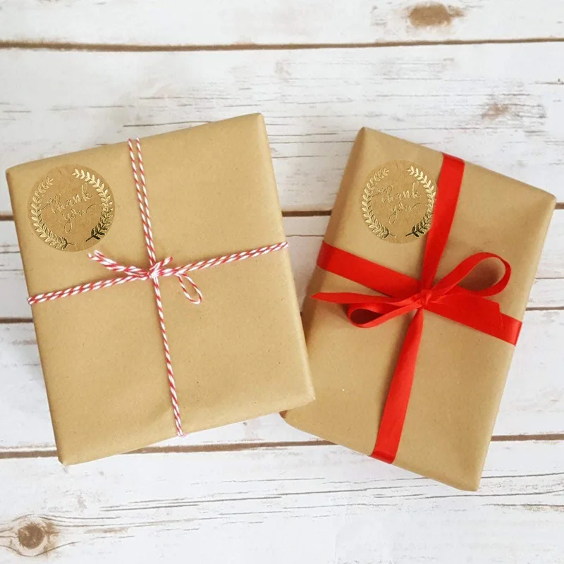 

foil stamping Thank you sticker labels Kraft paper round 1 inch 25 mm gift wedding festival decoration seal labels 500 pcs/roll