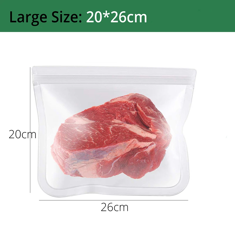 Large - 26x20cm Силиконовые контейнеры для хранения продуктов герметичный многоразовый пакеты для хранения продуктов кухонные пакеты для хранения продуктов BPA бесплатно - Цвет: Large - 26x20cm