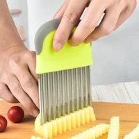 1pc stainless steel potato chip slicer fruit vegetable carrot wavy cutting knife french fry maker chopper kitchen accessories