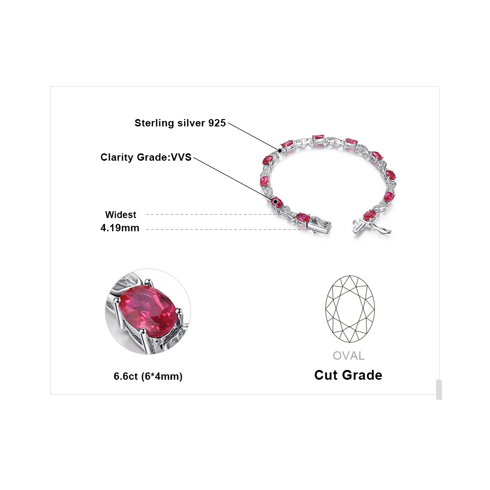 Jewelrypalace ЛЮБОВЬ Бесконечность 6.8ct Овальный создания ruby Теннис браслет