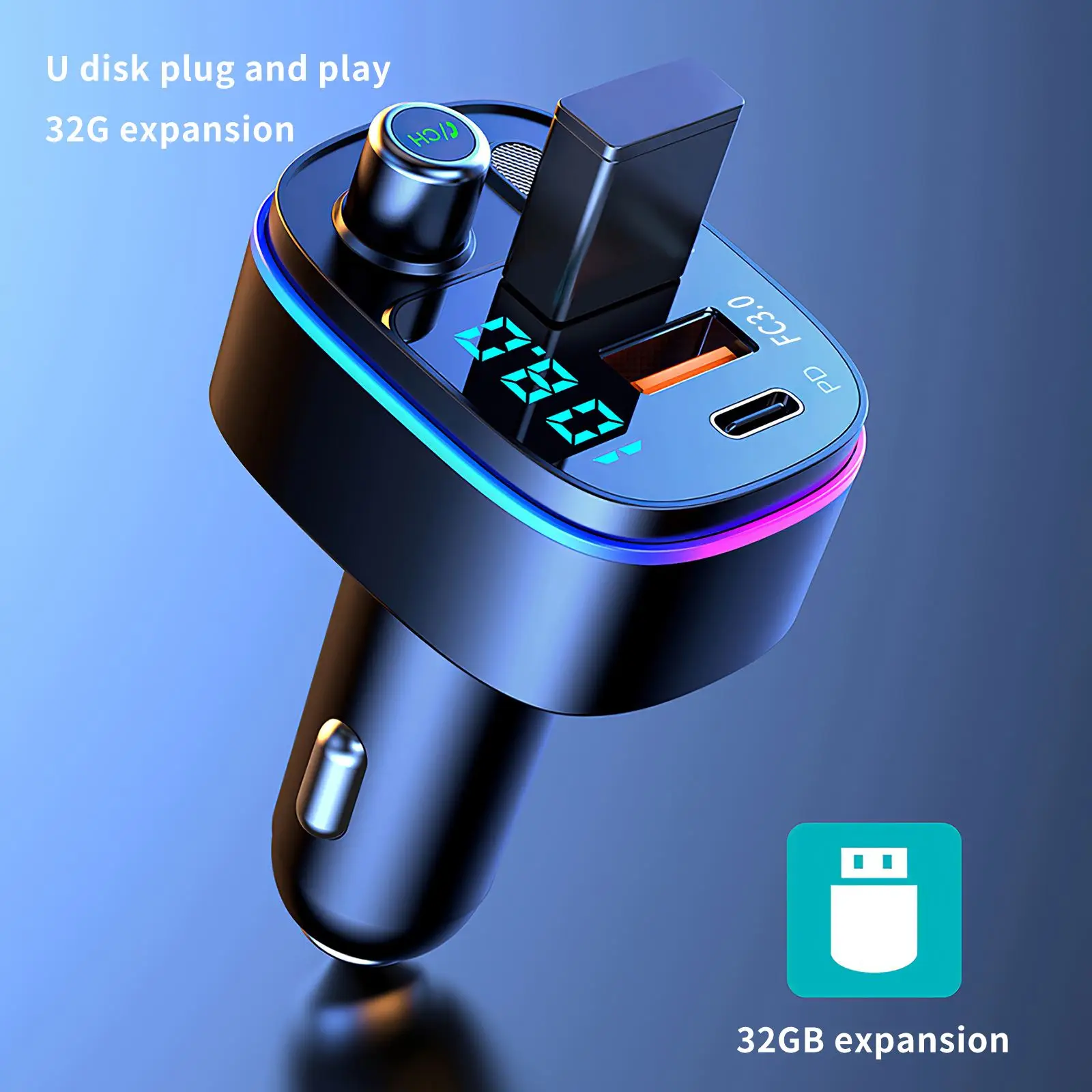 Автомобильный адаптер для быстрой зарядки с 3 портами питания 20 Гц-15 кГц |