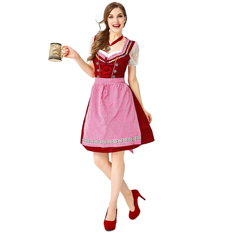 

Oktoberfest Beer Dirndl Dress Adult Women's Traditional Germany Bavaria Party Beer Girl Maid Costume Halloween Fancy Dress