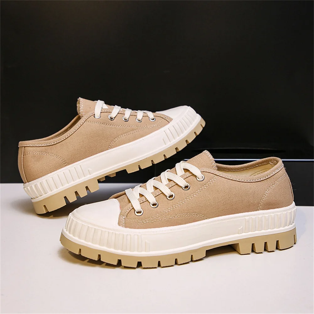

New Canvas Shoes Women 2021 All Season Daily Ladies Comfortable Lace Up Flats 35-43 Large-Sized Female Sport Trendy Sneakers