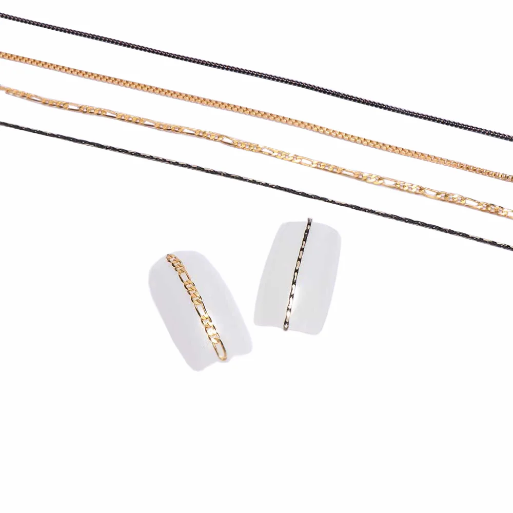 Золотая стальная цепь для ногтей 1 м 3D сделай сам панк металлическое ультратонкое