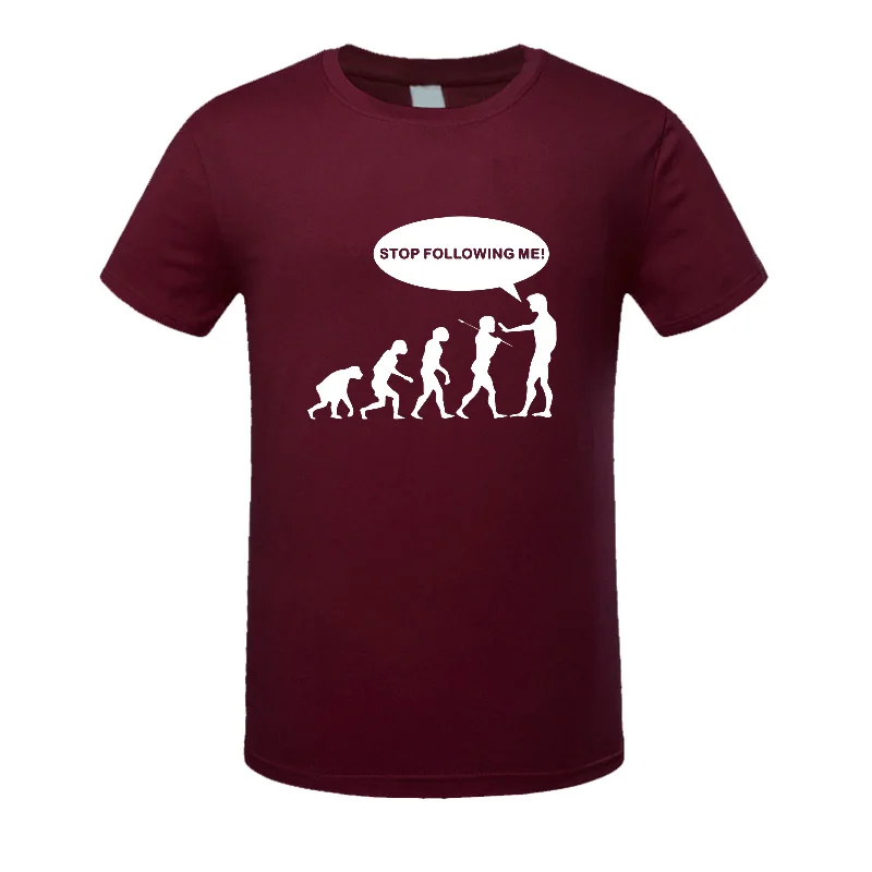 

STOP FOLLOWING ME Evoloution Cavemen Funny T Shirt Men Summer Fashion Tee Shirt Clothing off White Streetwear T Shirt