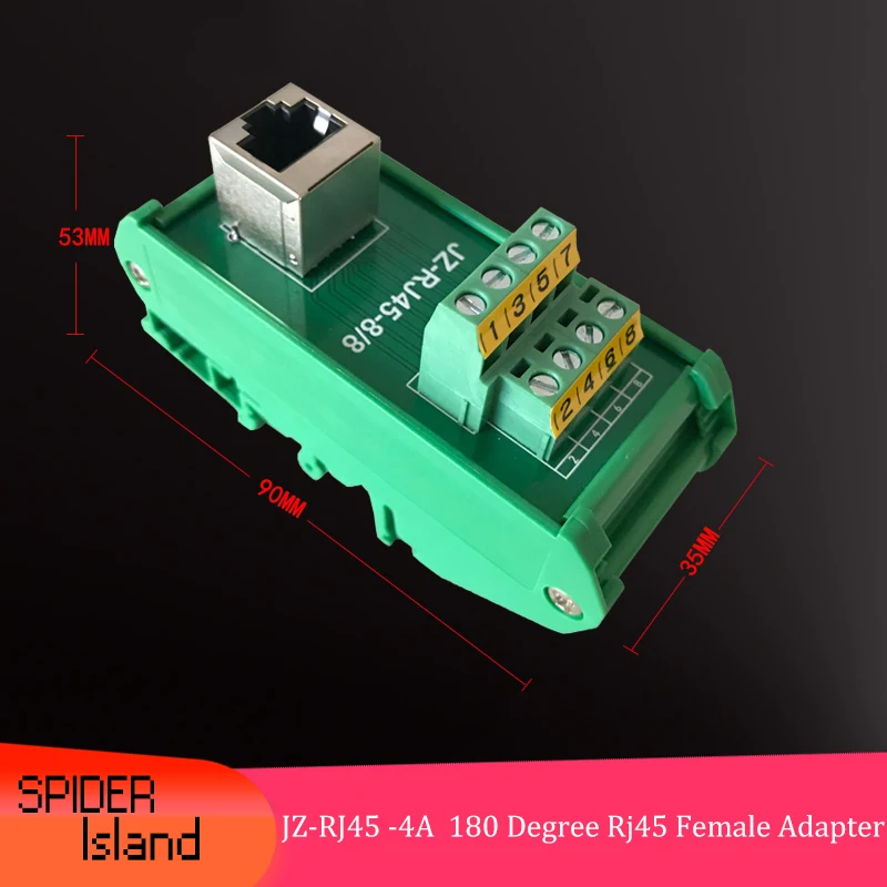 

DIY Rail type JZ-RJ45-8/8 Network 1 Port 180 / 90 Degree Degree Female Rj45 to PLC terminal block Wiring