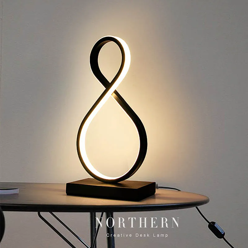 

Светодиодный спиральный Настольный светильник для спальни, прикроватный светодиодный светильник, настольная лампа 25 Вт, железный алюминий...