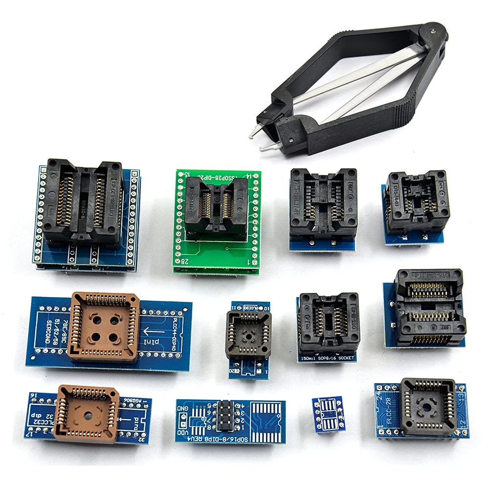 Оригинальный программатор XGECU TL866II Plus Minipro NAND Flash AVR PIC Bios USB 8 адаптеров для TL866 и 13