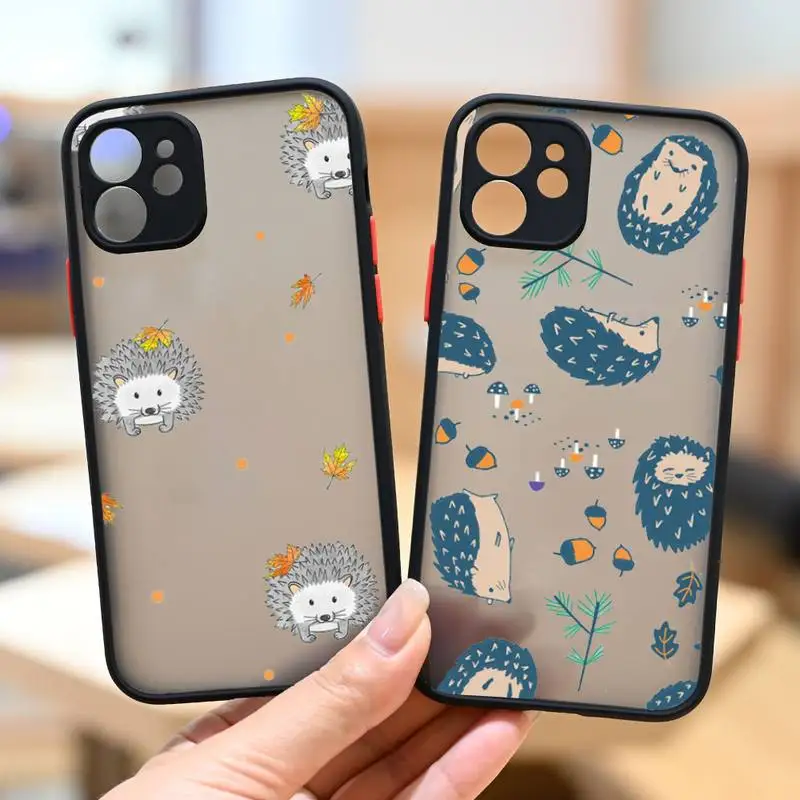 

cartoon hedgehog Animal cute Phone Case matte transparent For iphone 7 8 11 12 13 plus mini x xs xr pro max cover