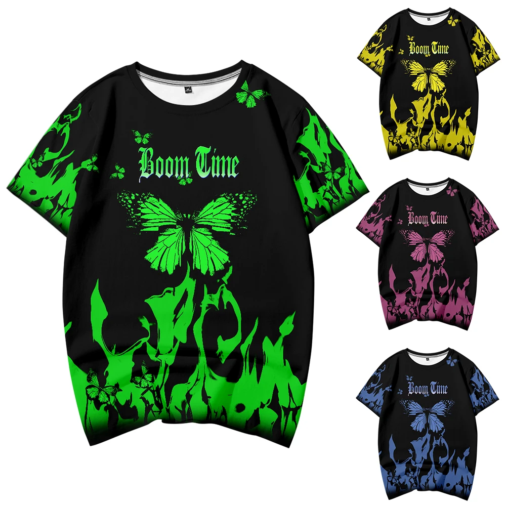 

Boom Time Butterfly Top Butterfly Printed T Shirt Fashion Hip Hop Dark T Shirt Women Men 3D T-shirt 2021 Summer Short Sleeve Tee