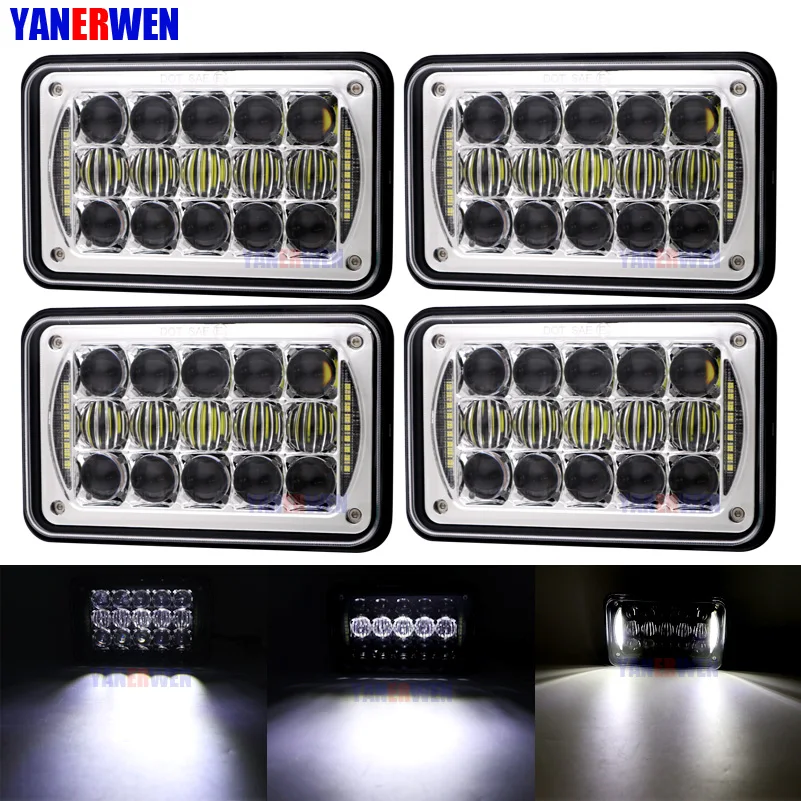 4x6 &quotсветодиодный фар Замена H4651 H4652 H4656 H4666 H4668 h6545 для Kenworth 600 peterbilt 357 378 379 freightliner 112