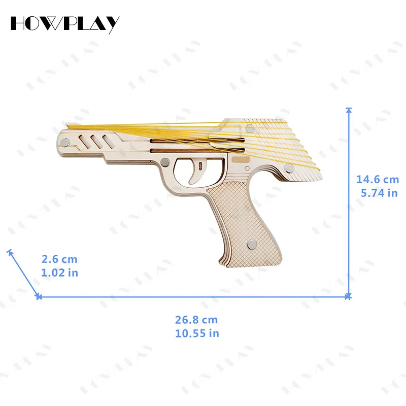 Howplay 9 всплесков Деревянный пистолет с резиновой лентой сборка оружия модель