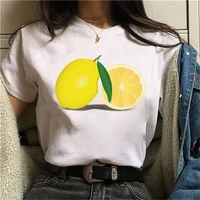 2021 new summer shore sleeve women casual t shirt lemon print kawaii fashion female top tee clothes oversized women t shirts