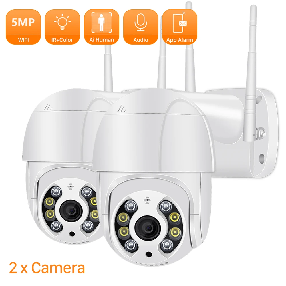 

ANBIUX 2PCS/LOT 5MP PTZ Camera H.265 3MP 2MP Smart Home AI Detection IP Camera Outdoor Waterproof Security CCTV Wifi Camera