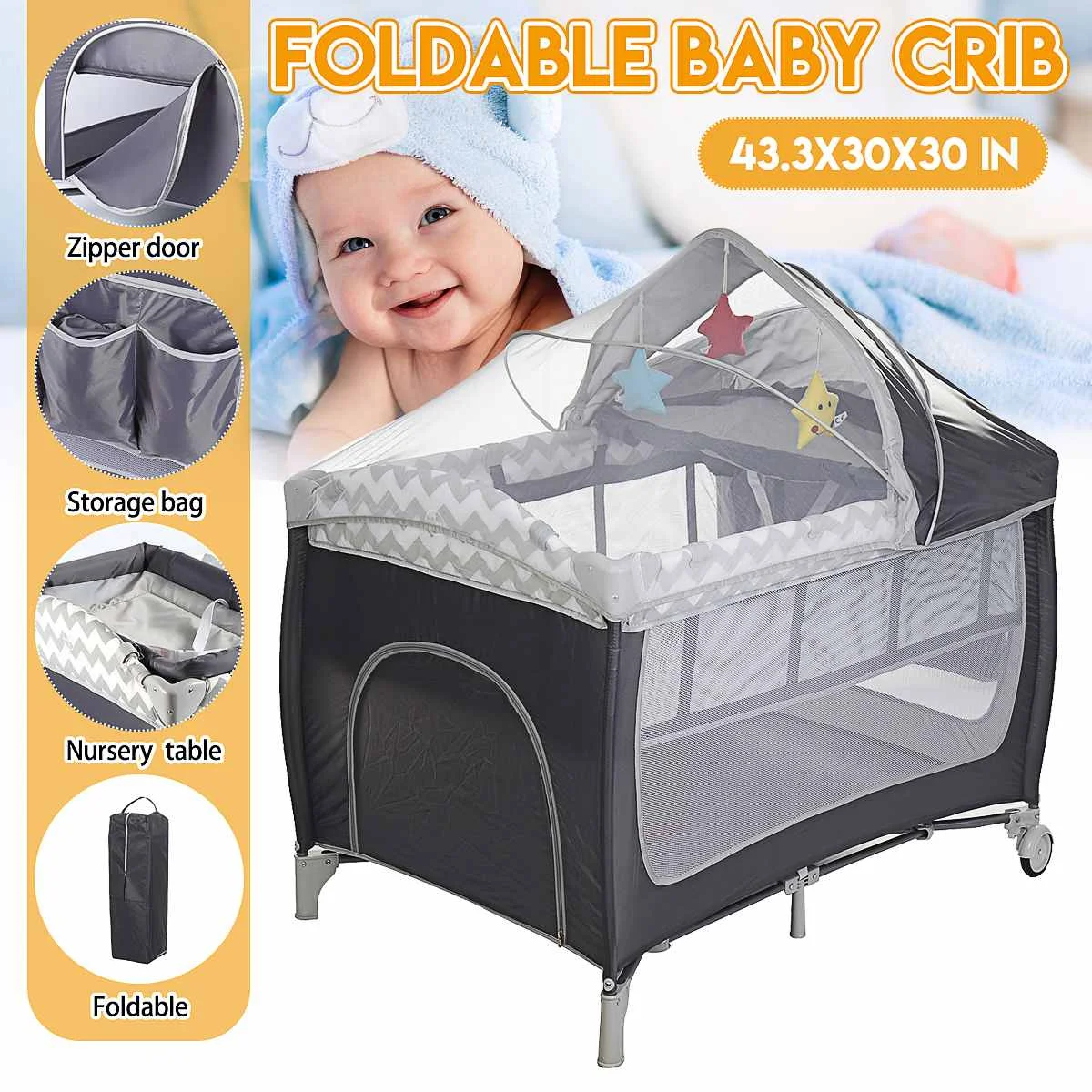 

Portable Baby Crib Newborn Baby Bed Folding Travel Beds Nest Infant Bassinet Cot With Toys Mosquito Net Cribs For Baby Sleeping