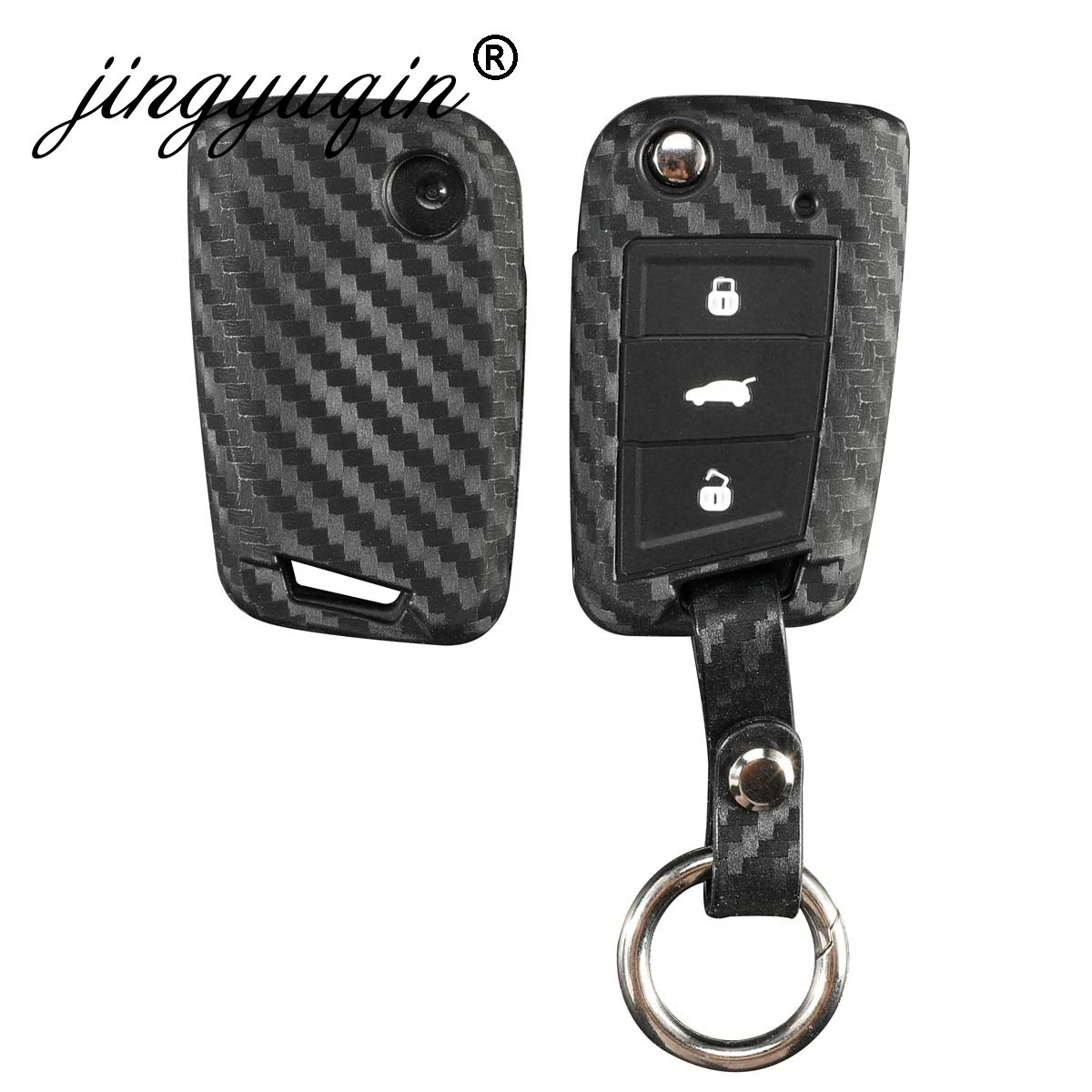 Jingyuqin 20шт карбоновый силиконовый чехол для ключей для VW Polo Golf 7 Tiguan Skoda Octavia Karoq SEAT Ateca Leon Ibiza