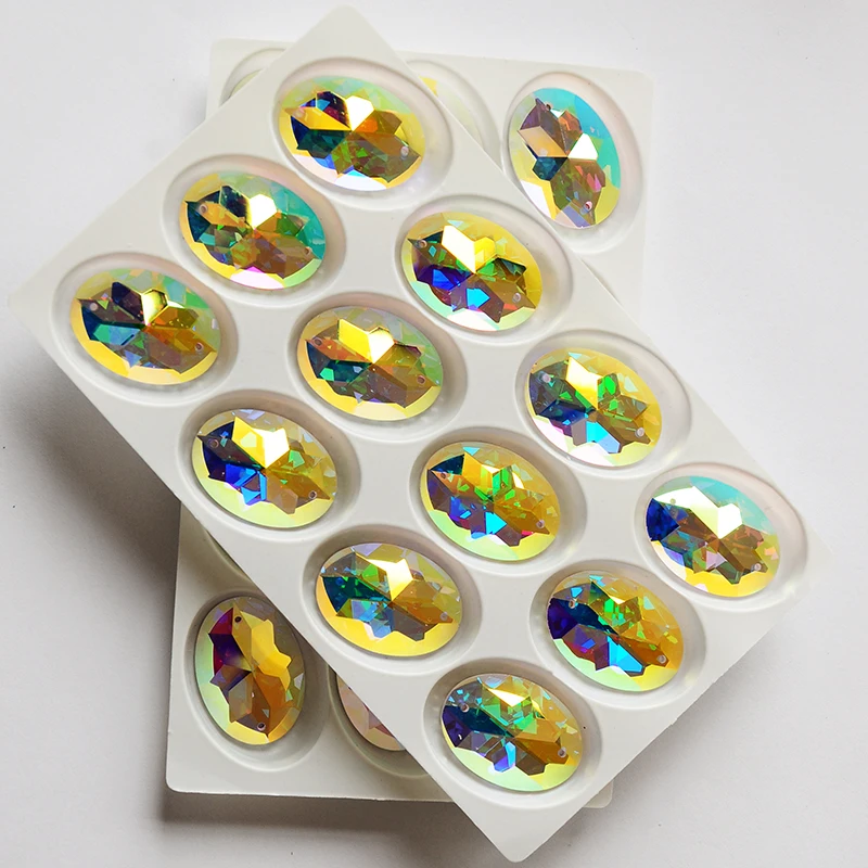 2052TH AB овальные Стразы с кристаллами стразы плоской задней поверхностью