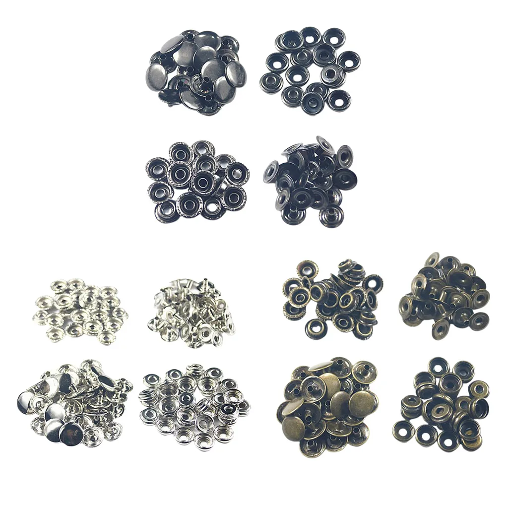 50 наборов сверхпрочных застежек 15 мм старинные металлические заклепки для