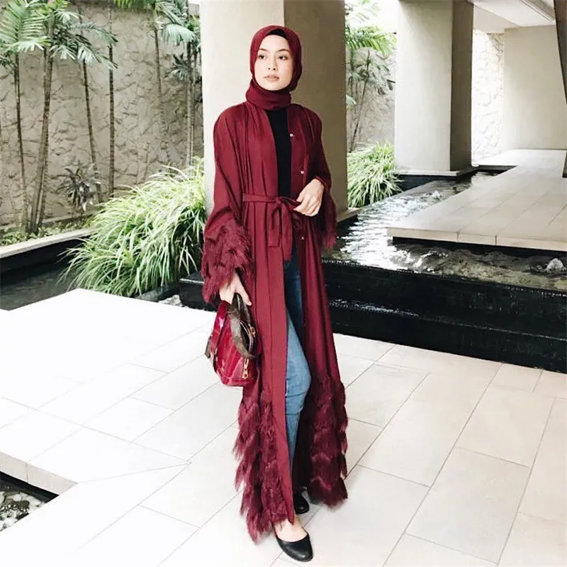 

1pcs/lot Tassel Kaftan Dubai Abaya Kimono Robe Muslim Abaya For Women Caftan Turkish Islamic Clothing