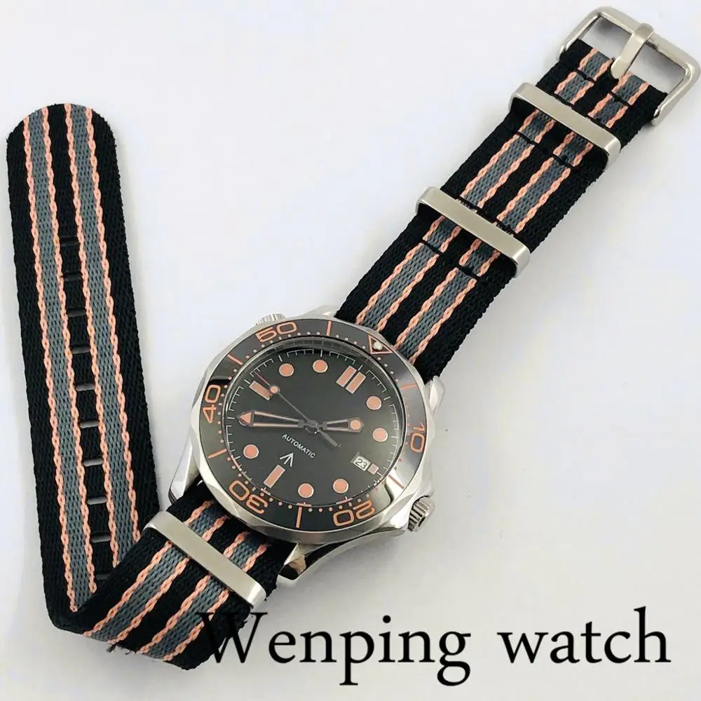 Bliger 41 мм Серебряный чехол сапфировое стекло Керамическая рамка черный циферблат